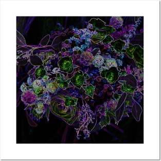 Black Panther Art - Flower Bouquet with Glowing Edges 10 Posters and Art